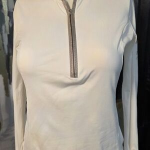 Bogner Soft Ivory / Champagne Long Sleeve Top with Silver Zipper